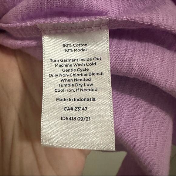 💥TALBOTS Textured Cotton Modal Button Shoulder Tee Small heathered purple - Picture 4 of 9